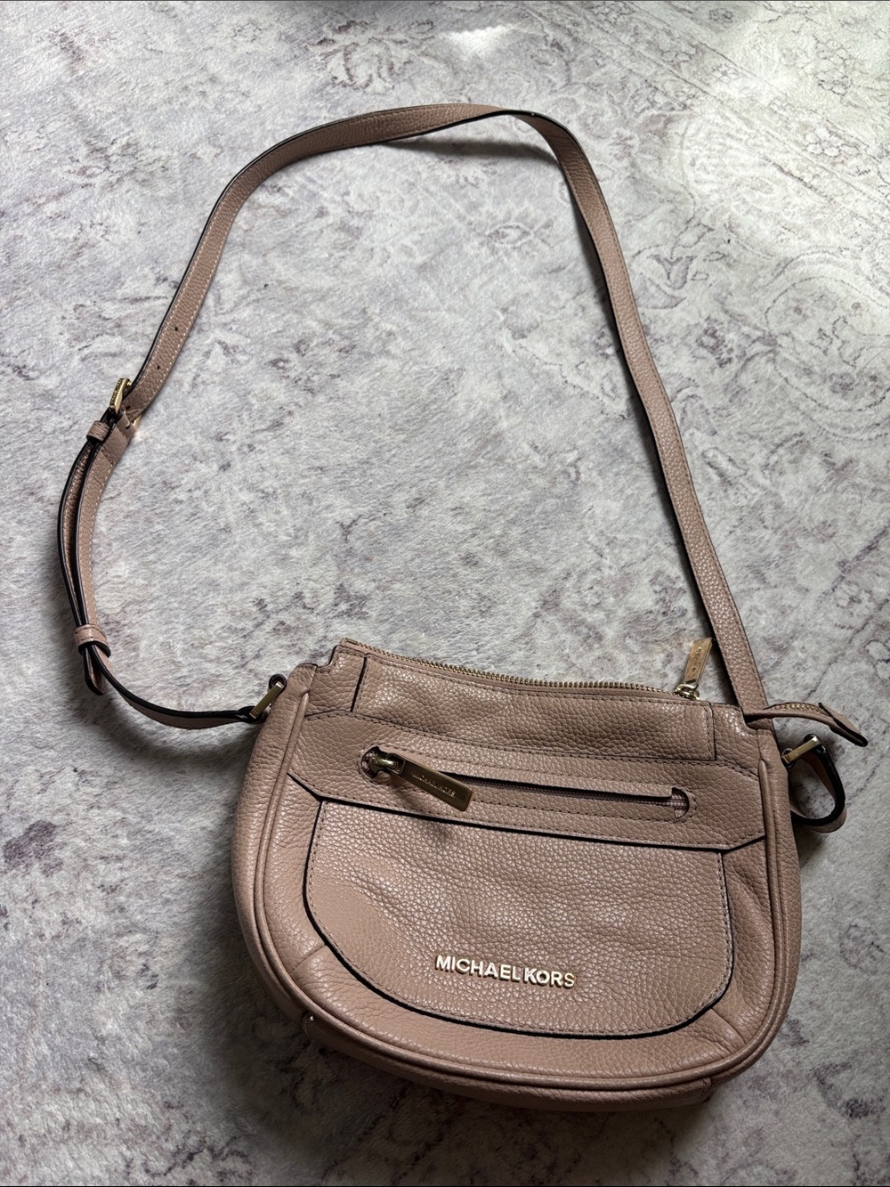 Michael Kors Pebbled Leather Crossbody in Dusty Rose